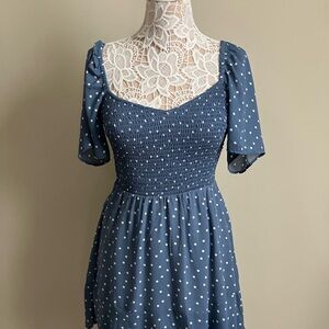 Abercrombie & Fitch blue and white polka dot dress